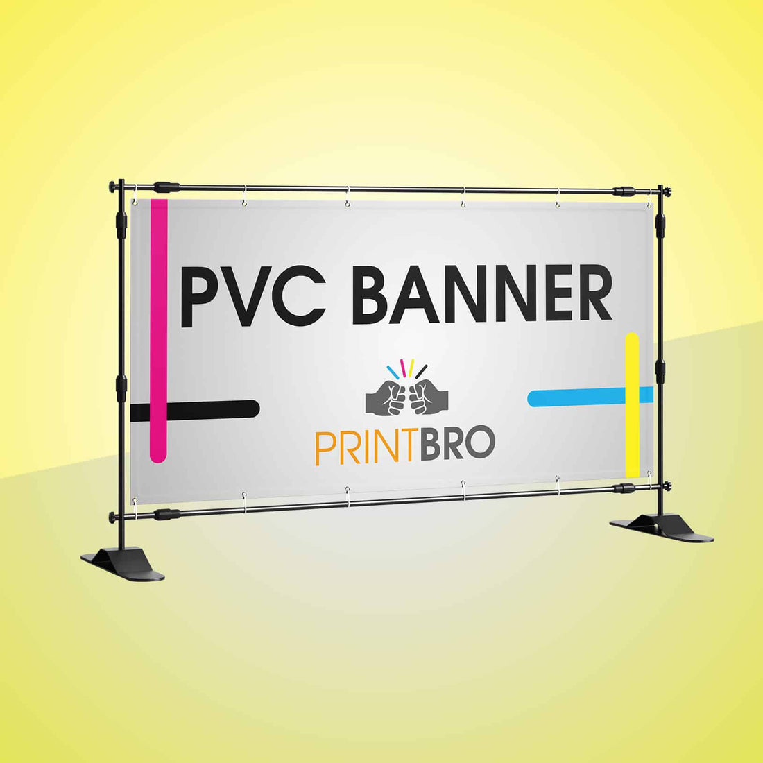 Fertig gedrucktes PVC-Banner im Bannergestell