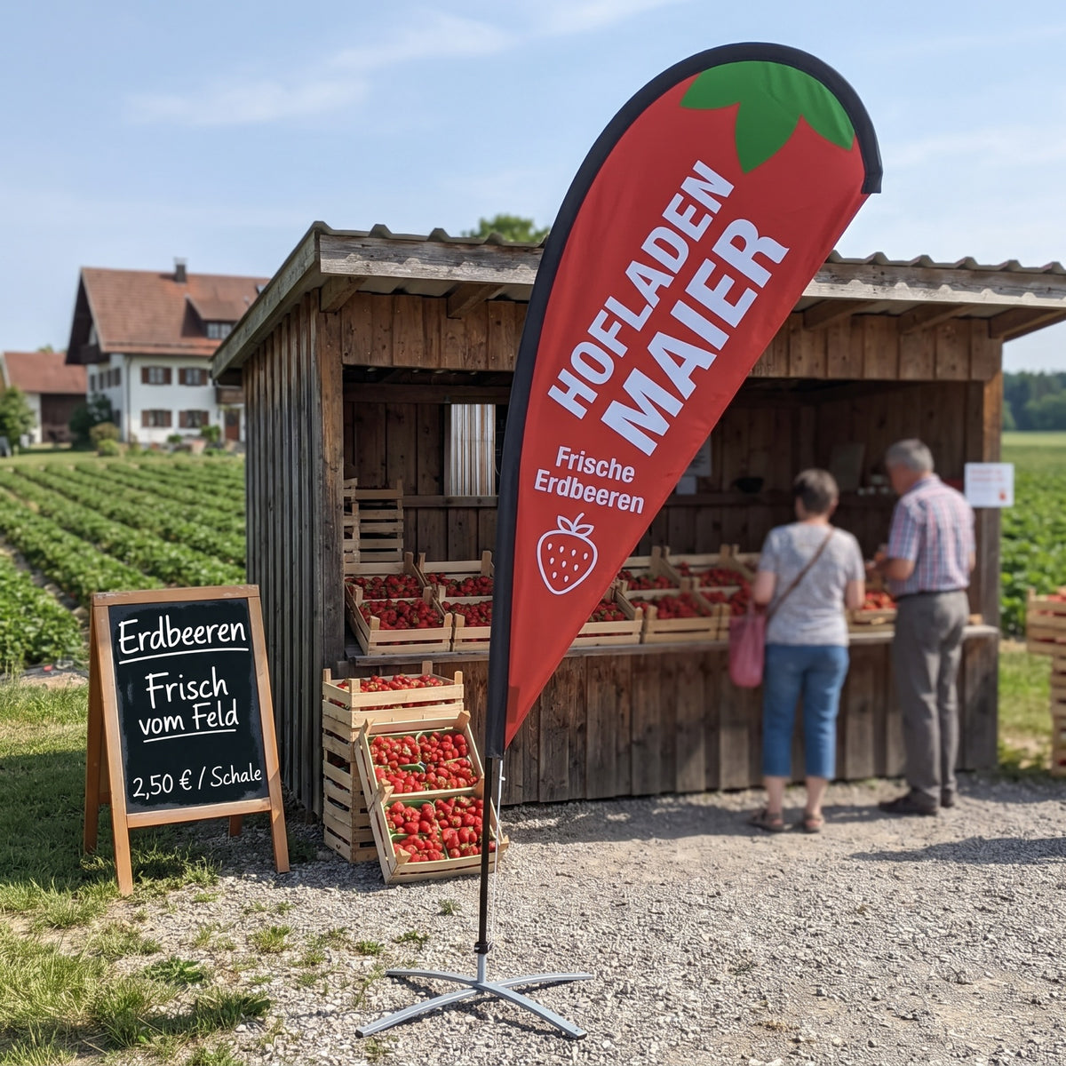Dropflag im Einsatz am Hofladen