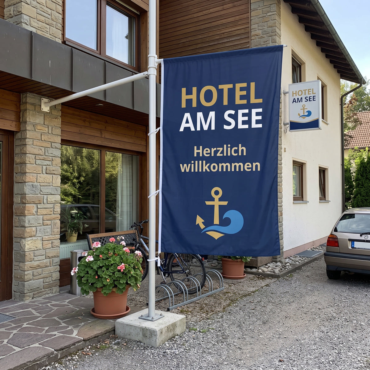 Fahnen mit Ausleger